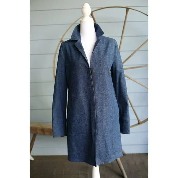 $4,100 Loro Piana Cedric Stretch Cotton/Elastane Denim Coat Size 42 NWT